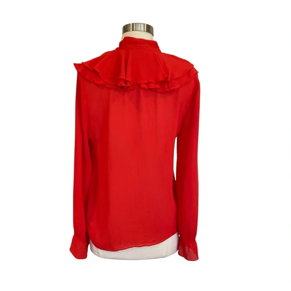 Aritzia Little Moon Gazania Ruffle Blouse In Red Size Small - Picture 8 of 11